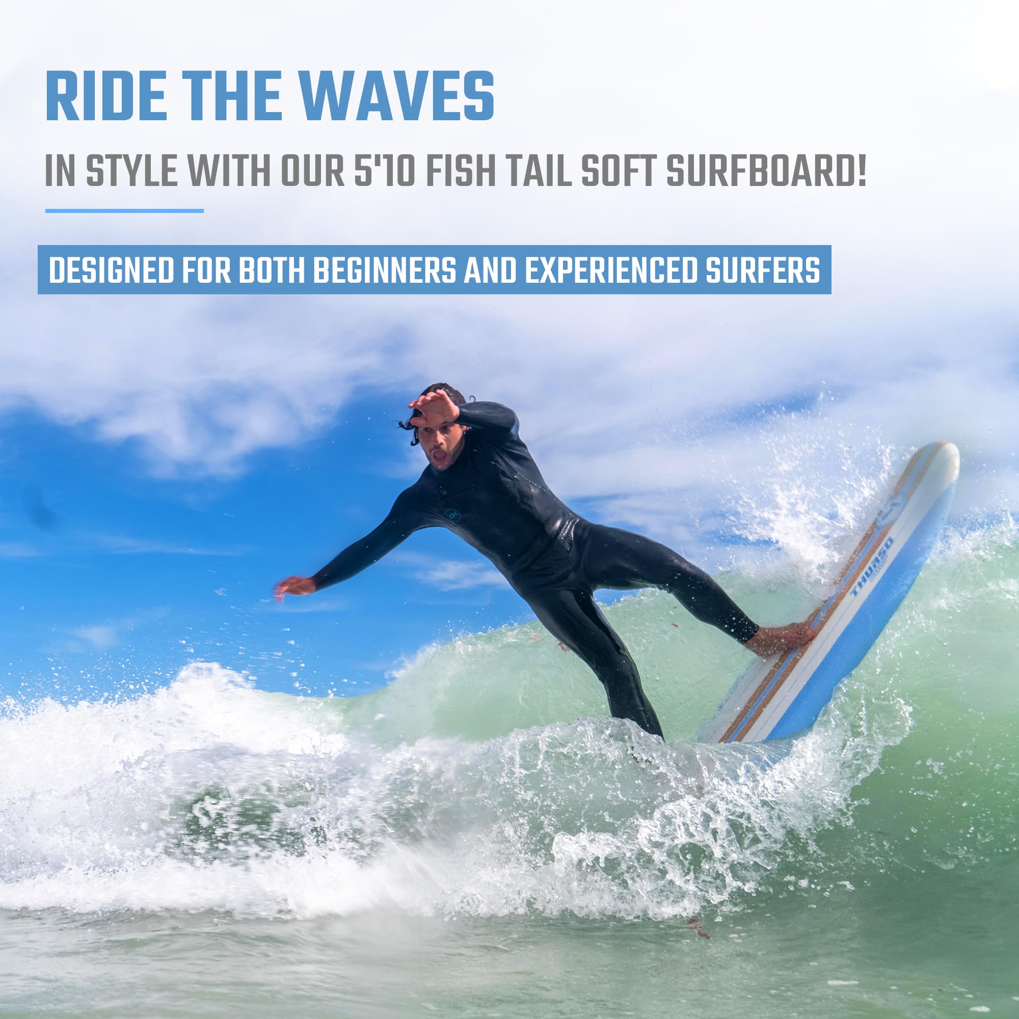 THURSO SURF Lancer 5'10'' Soft Top Foam Surfboard Fish Surf board